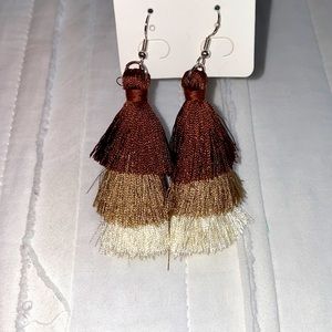 Brown ombré fringe earrings